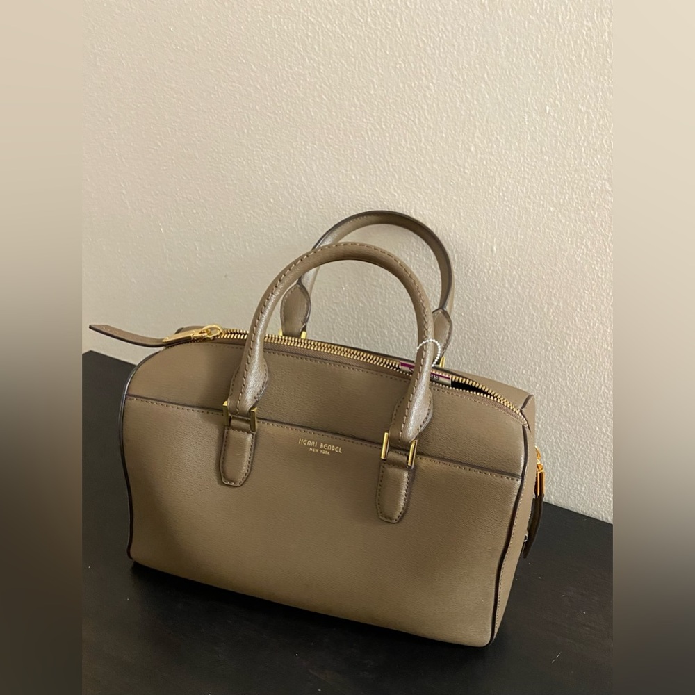 Henri Bendel Dalton‎ Barrel Satchel Bag Purse Handbag Khaki Green